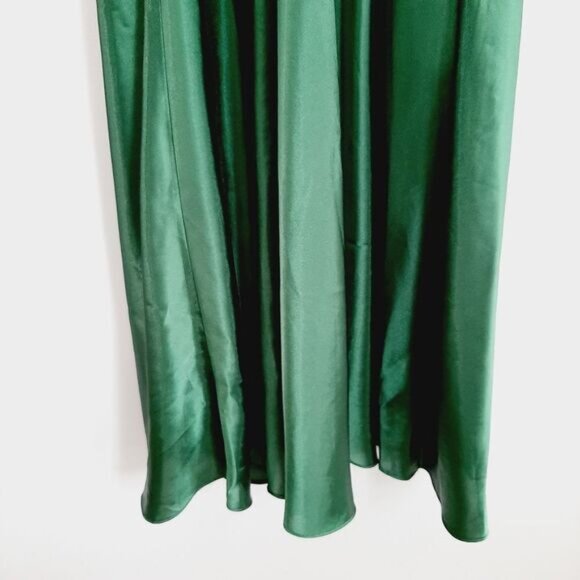 MARINA | Satin Empire Waist Front Drape Maxi Dress Green Sz 6 - Picture 13 of 16